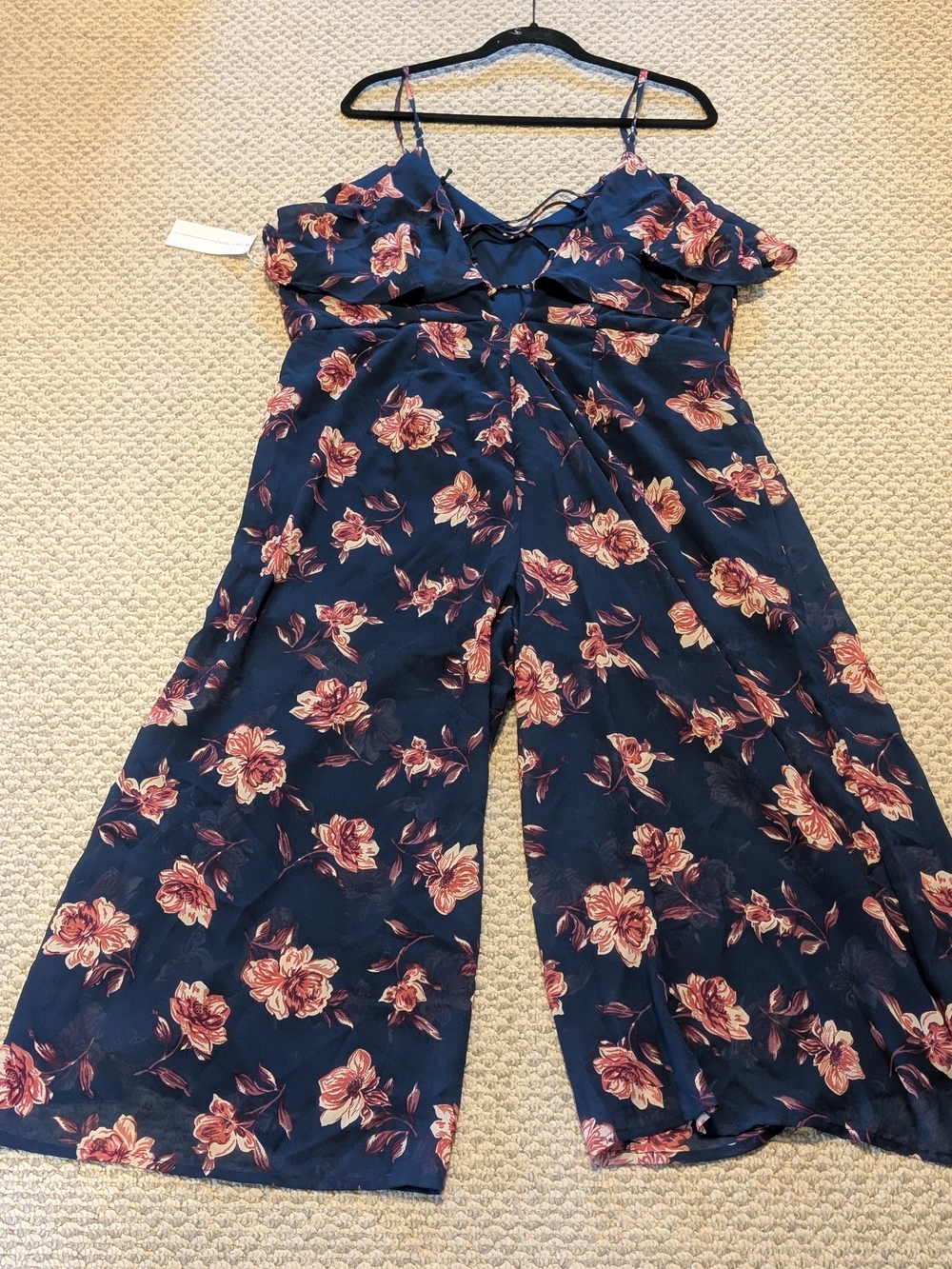 Floral Navy Wide-Leg Jumpsuit